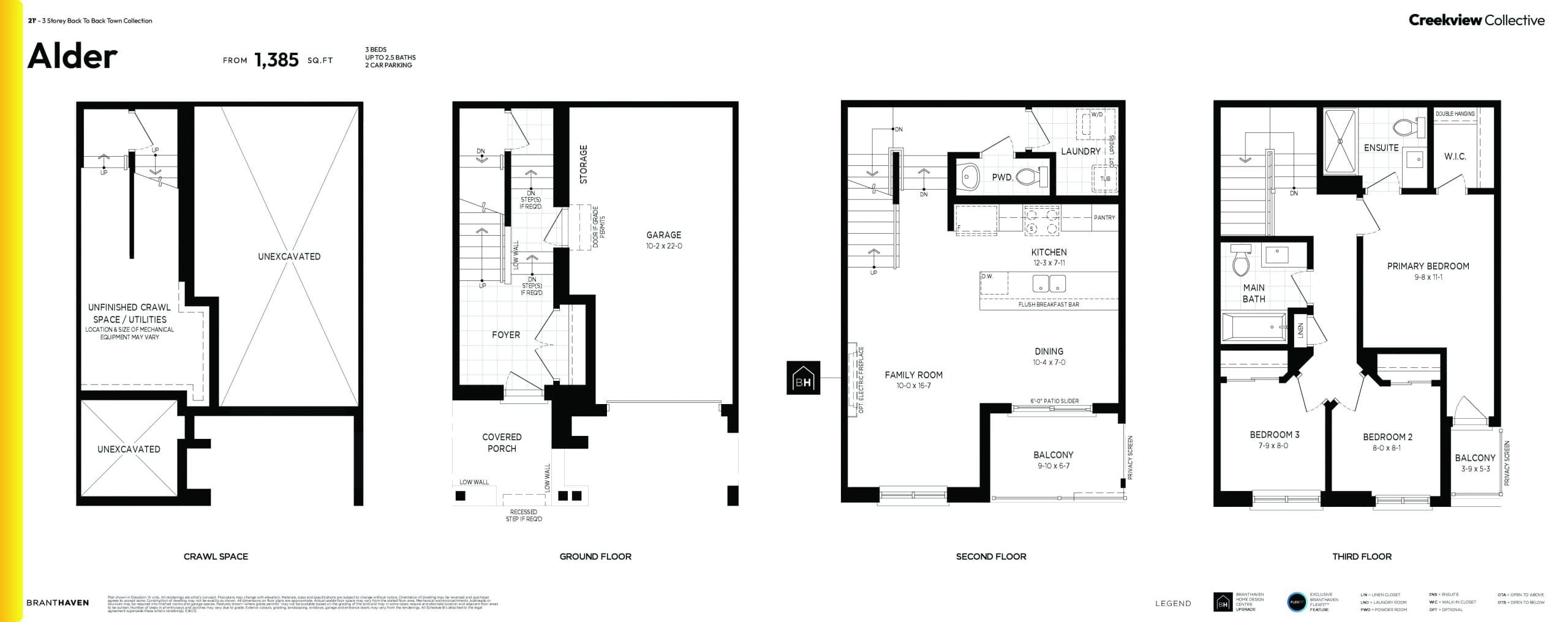 Alder Floor Plan at Creekview Collective Towns Phase 2 - 1385 sq.ft