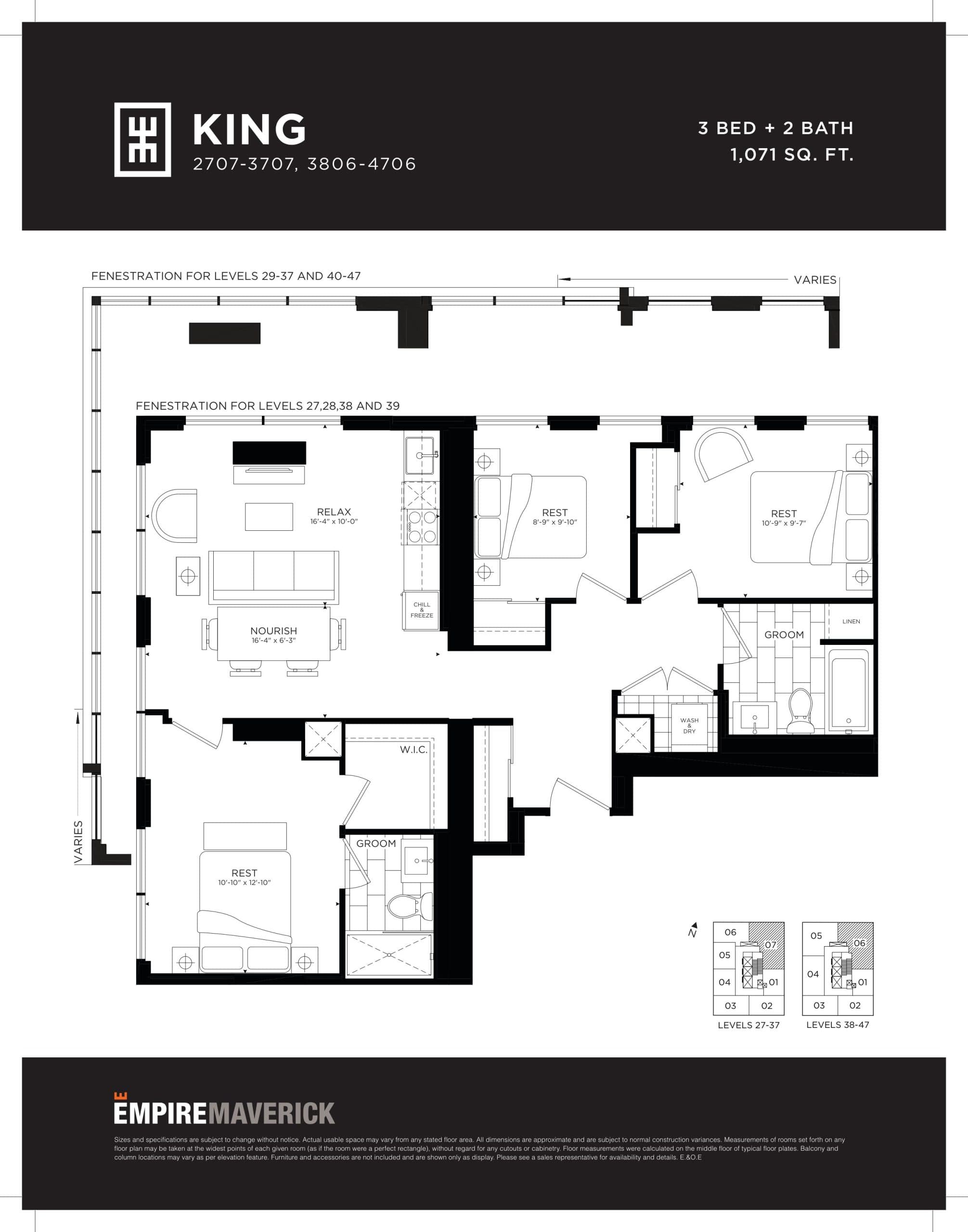 King Floor Plan at Empire Maverick Condos - 1071 sq.ft
