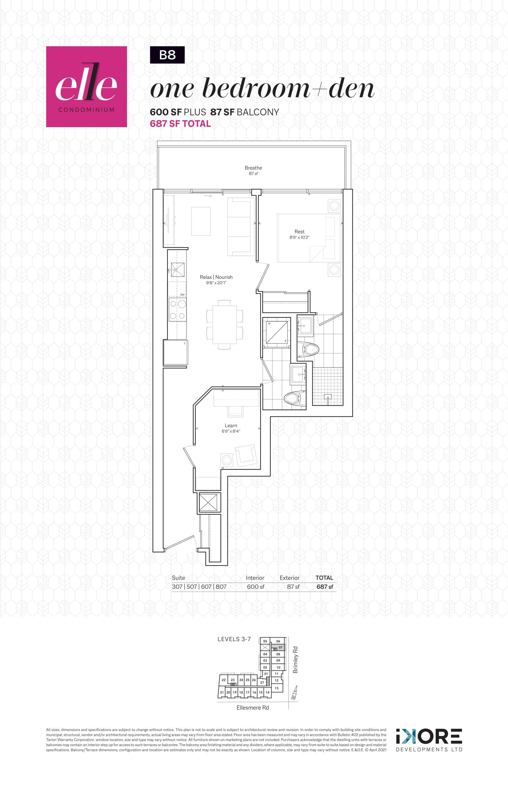 B8 Floor Plan at ELLE Condos - 600 sq.ft
