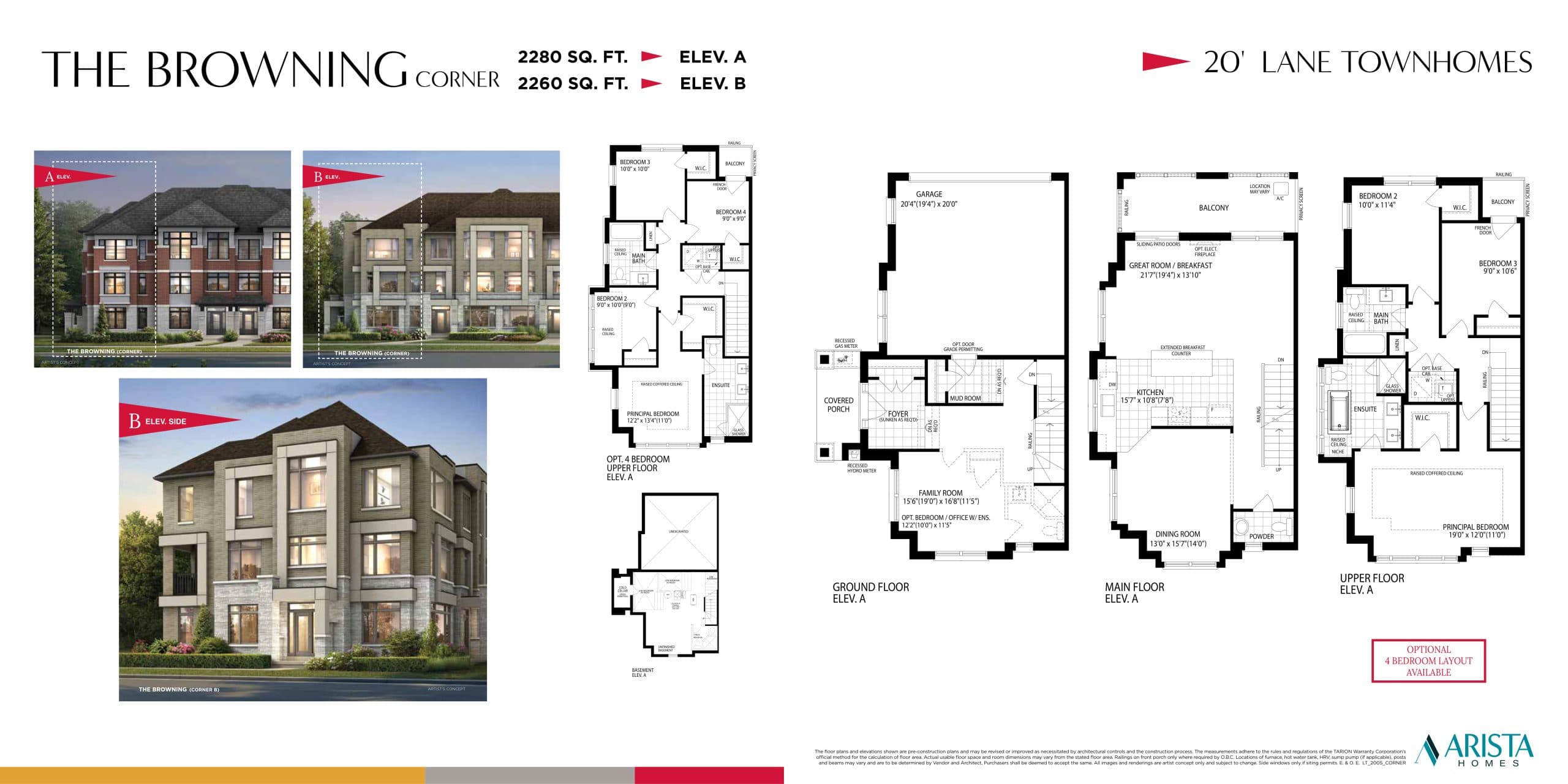 The Browning Corner Floor Plan at Oakpointe in Upper Joshua Creek Towns - 2280 sq.ft