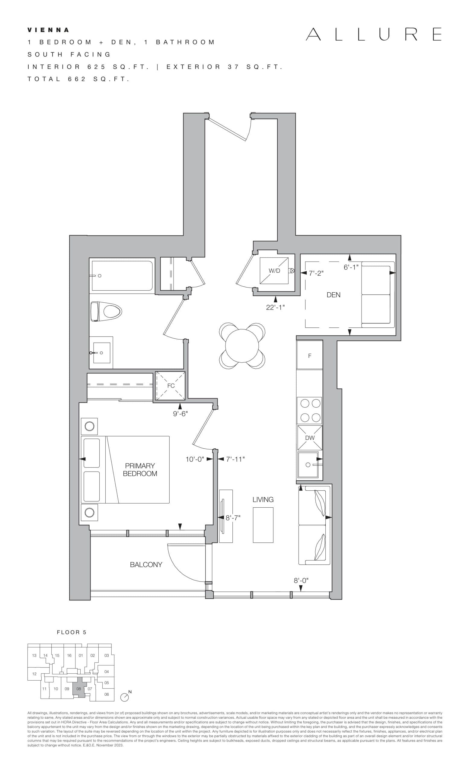 Vienna Floor Plan at Allure Condos - 625 sq.ft