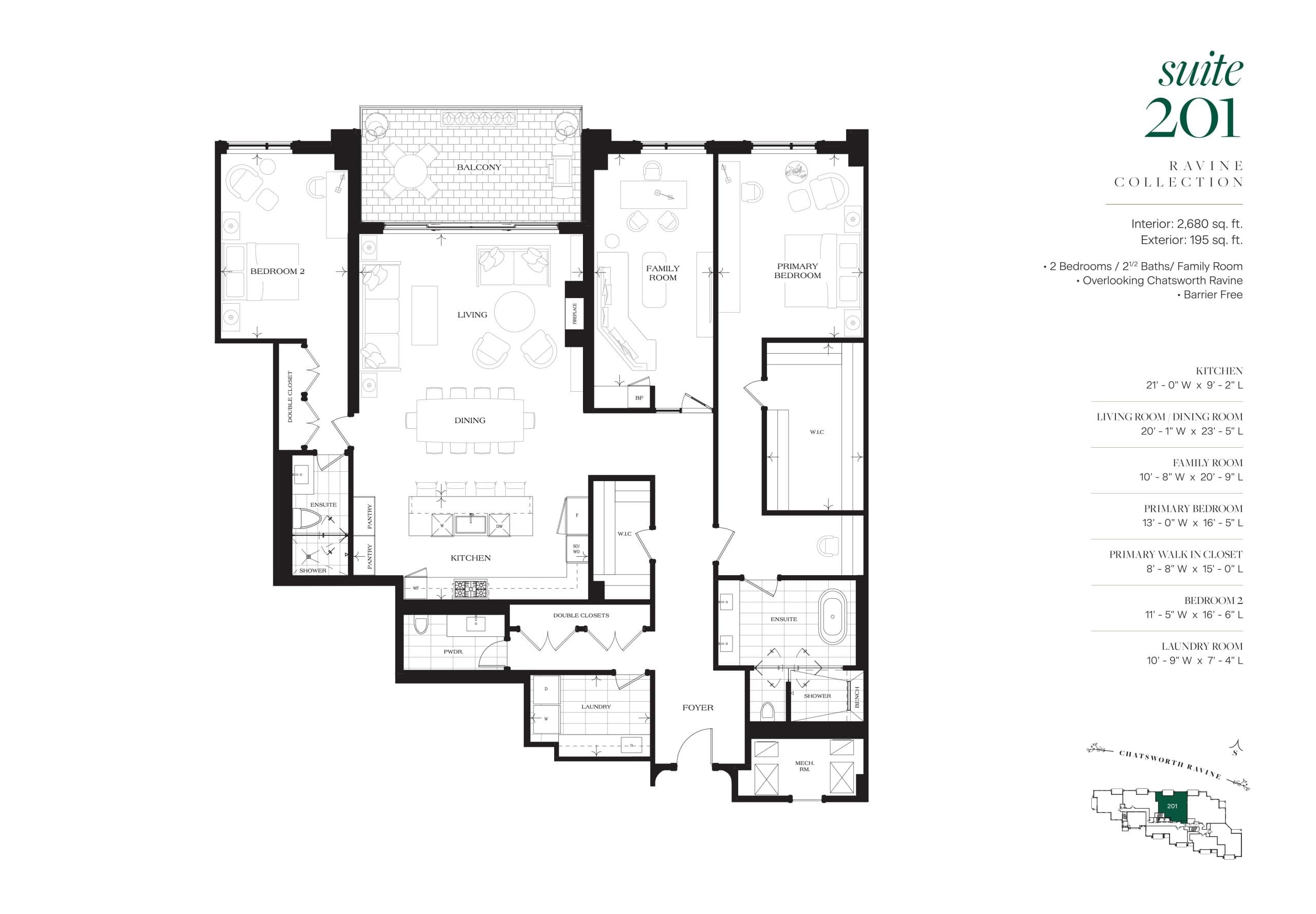 Suite 201 Floor Plan at The Chatsworth Condos - 2680 sq.ft