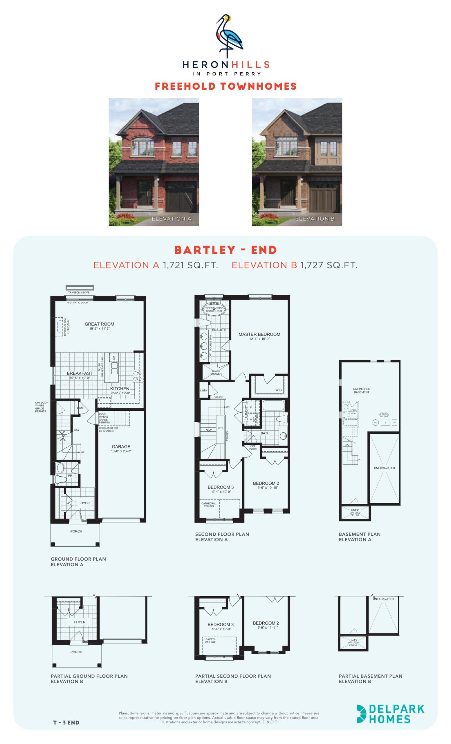 Bartley - End Floor Plan at Heron Hills - Phase 2 - 1727 sq.ft