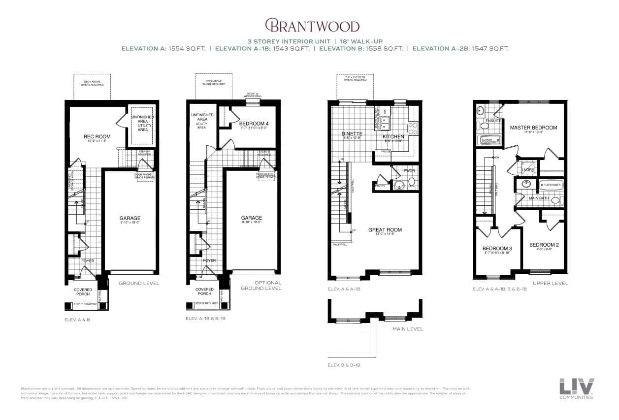 Brantwood (H-3) Floor Plan at Sienna Woods East Towns - 1547 sq.ft