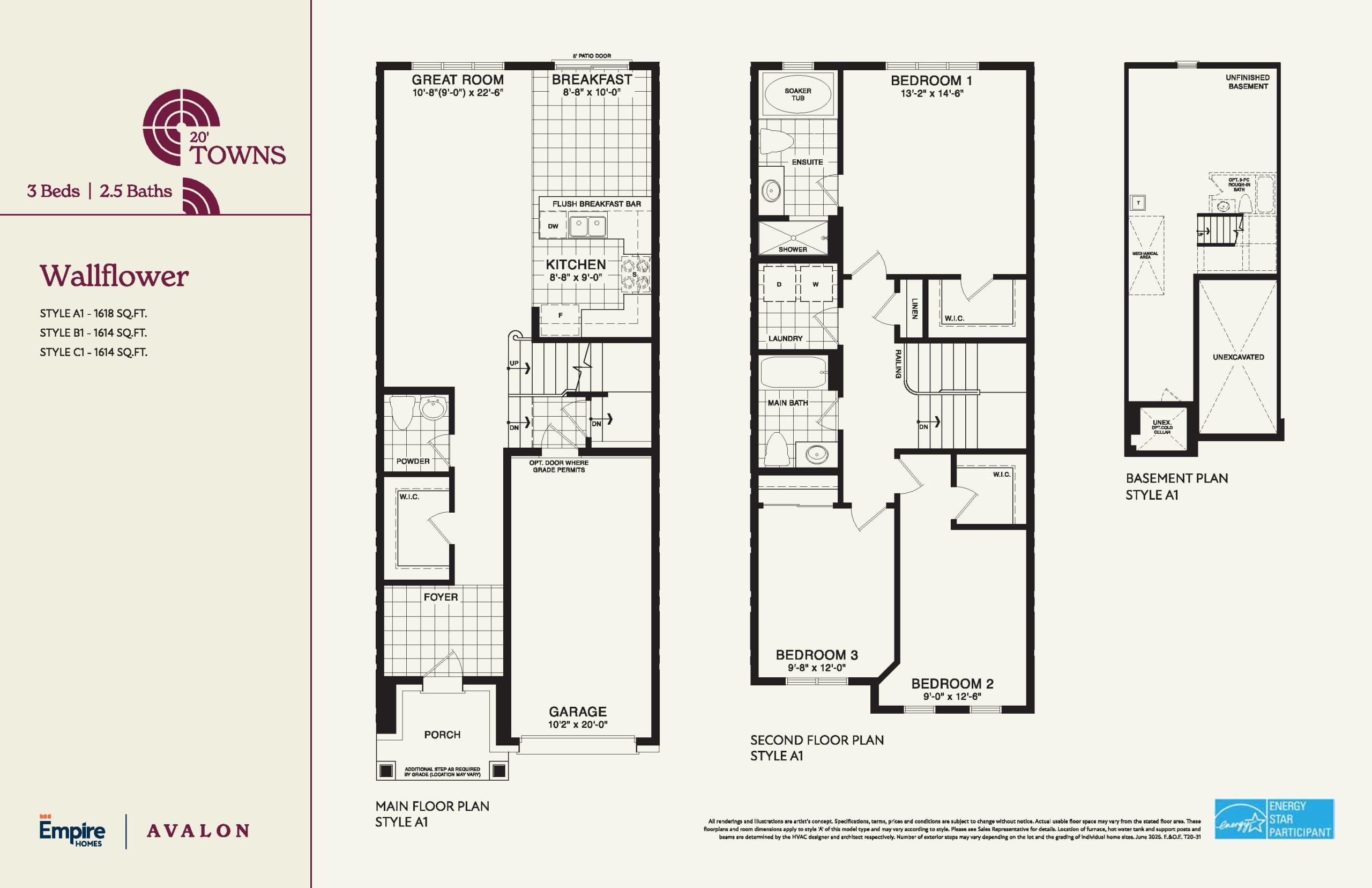 Wallflower Floor Plan at Empire Avalon Phase 9 Towns - 1618 sq.ft
