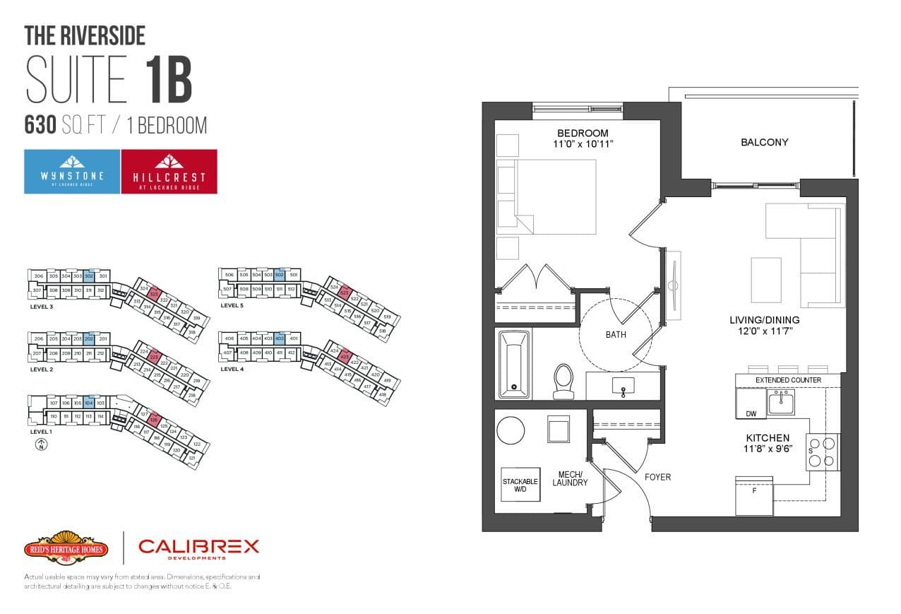 The Riverside Floor Plan at Lackner Ridge Condos - 630 sq.ft