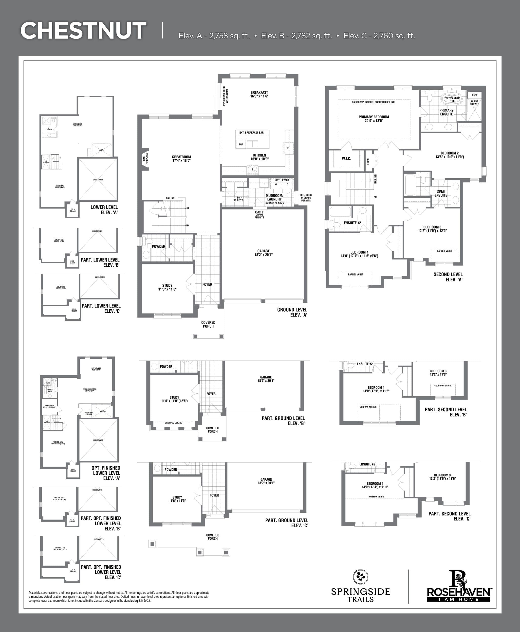 Chestnut Floor Plan at Springside Trails by Rosehaven Homes - 2758 sq.ft